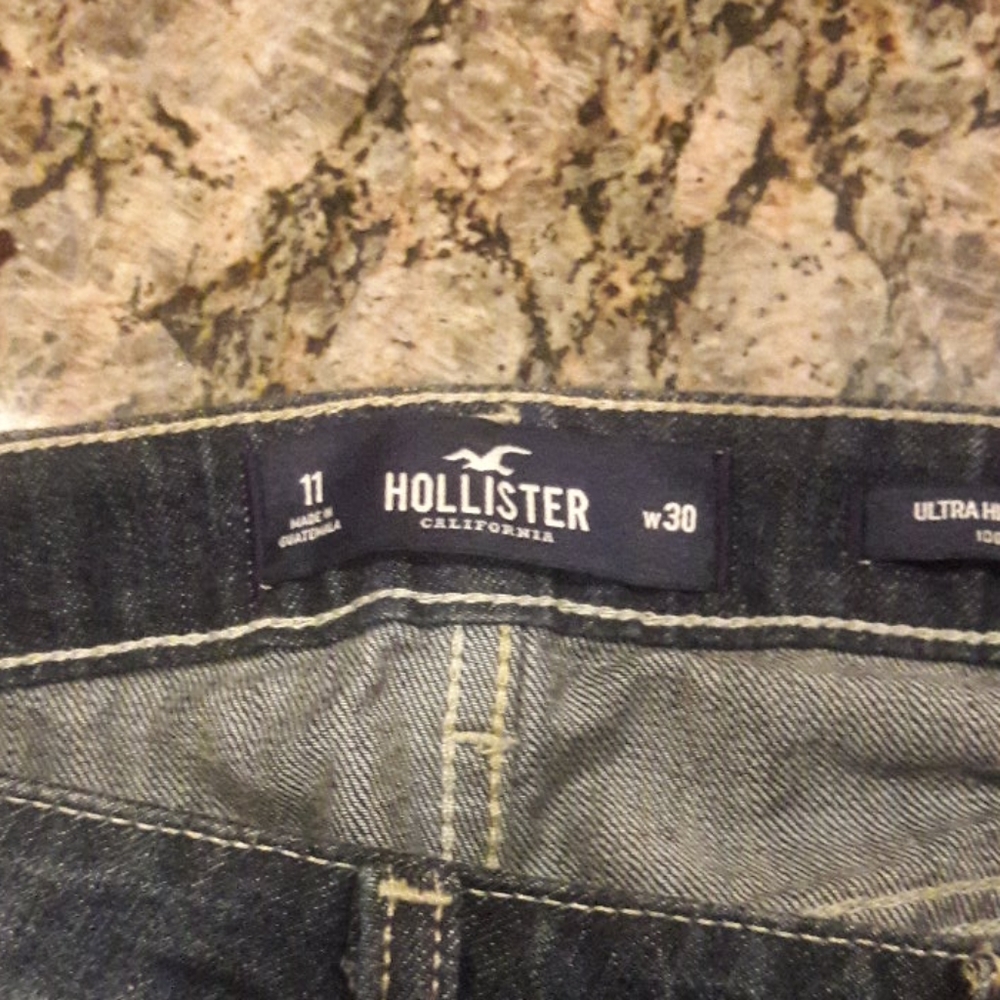Hollister Blue Denim skirt With Sporty varsity stripes On Sides Raw Hem Size 11 - Picture 5 of 6